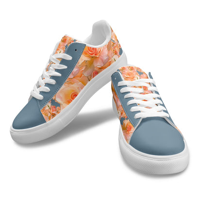 Floral Embosses (03-01): Apricot Bloom Essential | Women's Low Top PU Leather Sneakers