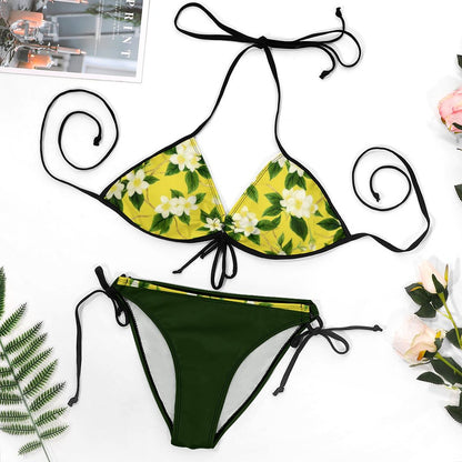 TRP Floral Prints (10): Graceful Jasmine Vine (01–01) | Plus-Size Halter-Neck Lace-Up Bikini