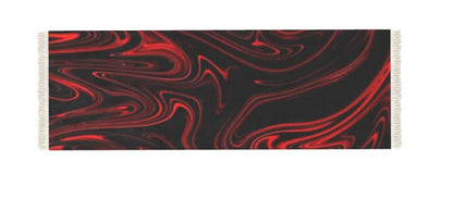 Flow (01-01): Ember, The Refining Fire | Marbled Velvet Area Rug | Luxury Red & Black Liquid Art Decor