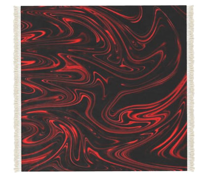 Flow (01-01): Ember, The Refining Fire | Marbled Velvet Area Rug | Luxury Red & Black Liquid Art Decor