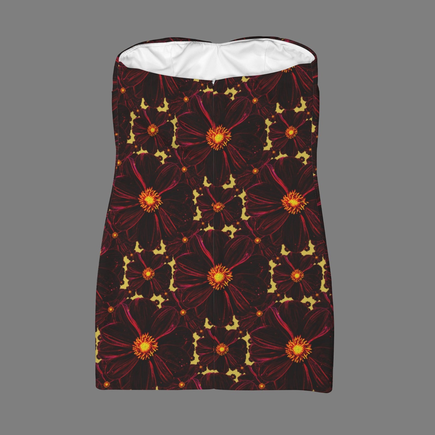TRP Floral Prints (02): Midnight Bishop of Auckland Dahlia (01–01) | Strapless Bodycon Mini Dress