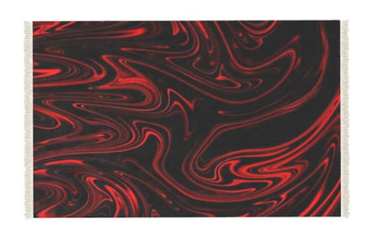 Flow (01-01): Ember, The Refining Fire | Marbled Velvet Area Rug | Luxury Red & Black Liquid Art Decor