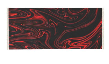 Flow (01-01): Ember, The Refining Fire | Marbled Velvet Area Rug | Luxury Red & Black Liquid Art Decor