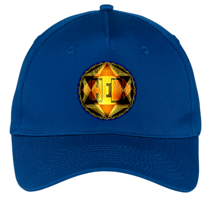 Royal blue dad cap with a centered "Hebrew World: Royal Radiance" golden emblem, displayed on a clean background.