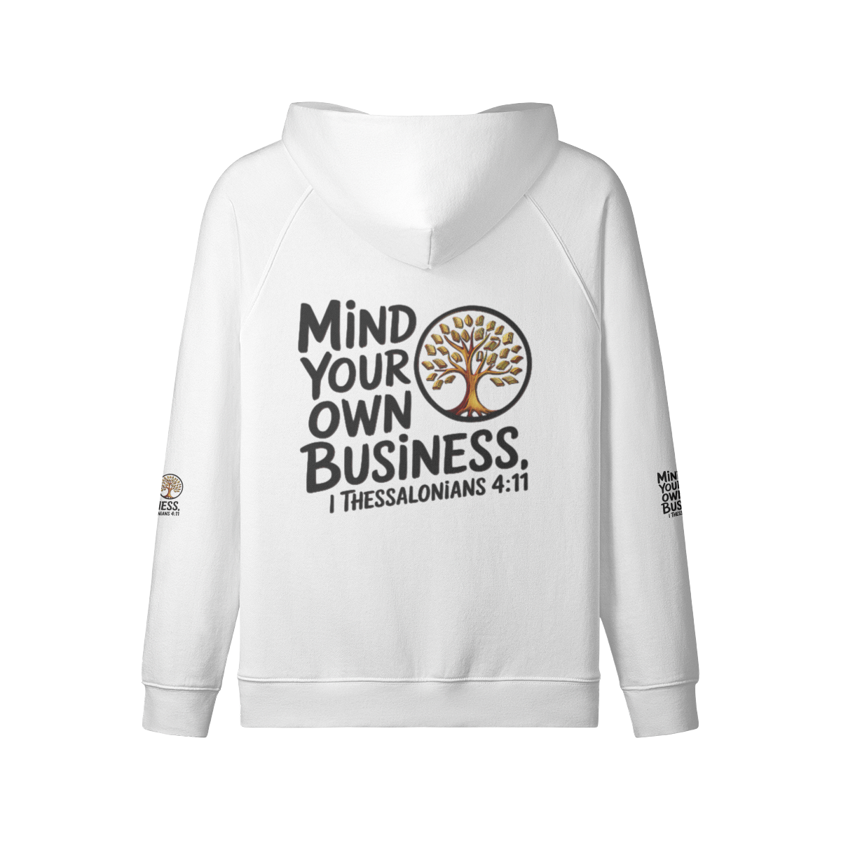 "Mind Your Own Business" (01-02) | Unisex Heavyweight Fleece Raglan Zip Hoodie | 2 colors