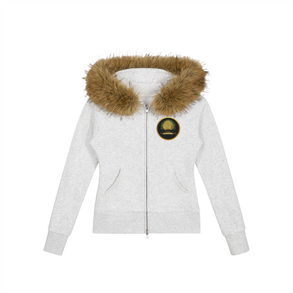 Yahuah: Tree of Life (03) | Women's Faux Fur Trim Full Zip Hoodie | 2 Colors