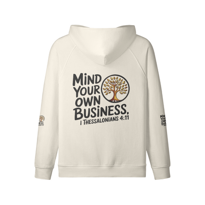 "Mind Your Own Business" (01-02) | Unisex Heavyweight Fleece Raglan Zip Hoodie | 2 colors