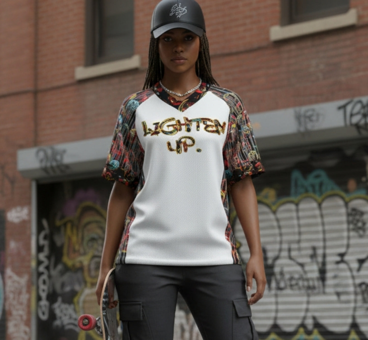 "Lighten Up" (01) | Women's V-neck Pique Tee