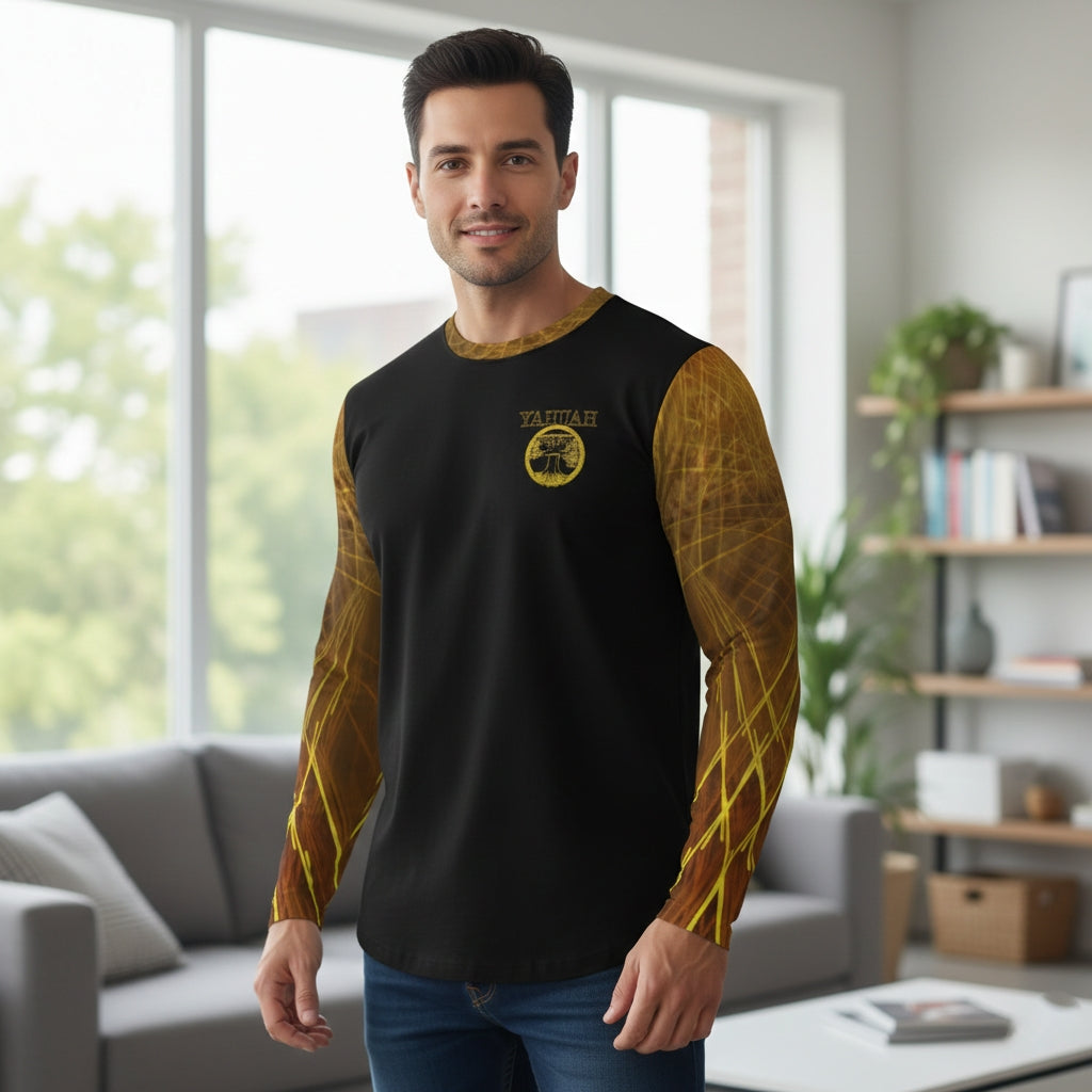 Yahuah: Tree of Life (02-02) - The Firmament Radiance | Men's Long Sleeve Cotton Tee
