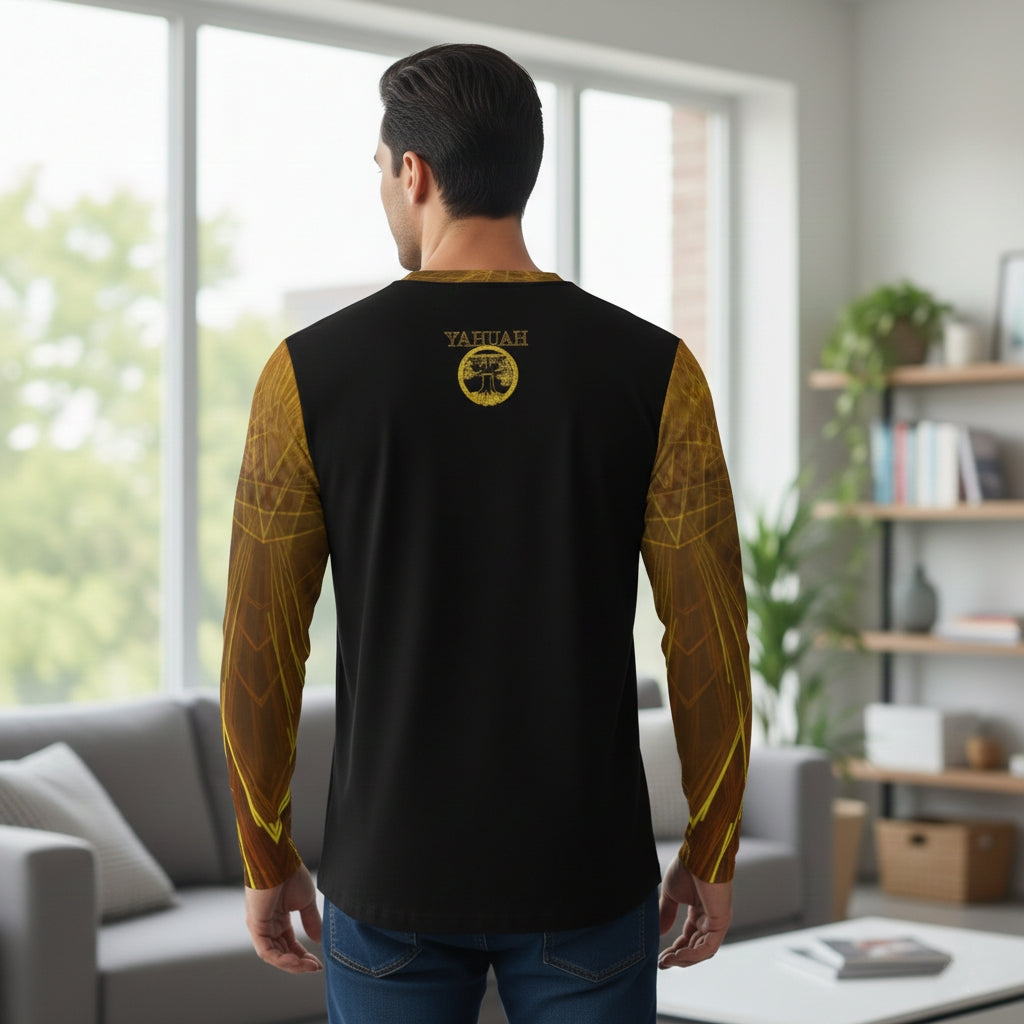 Yahuah: Tree of Life (02-02) - The Firmament Radiance | Men's Long Sleeve Cotton Tee