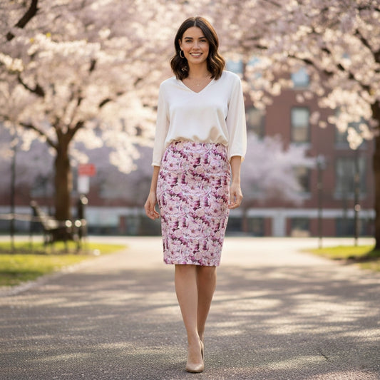 TRP Floral Prints (01): Sakura Symphony (01-01) | Pencil Skirt