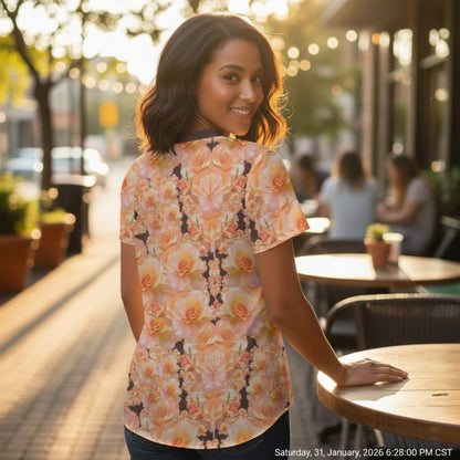 Floral Embosses (03-02): Apricot Bloom Essential | V-neck Blouse