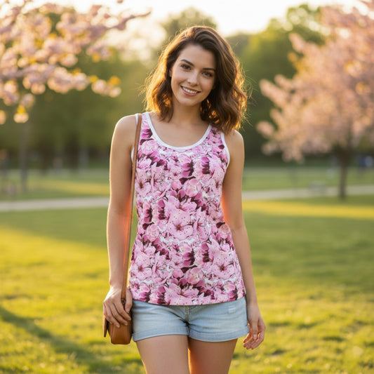 TRP Floral Prints (01): Sakura Symphony (01-01) | Cotton Jersey Tank Top