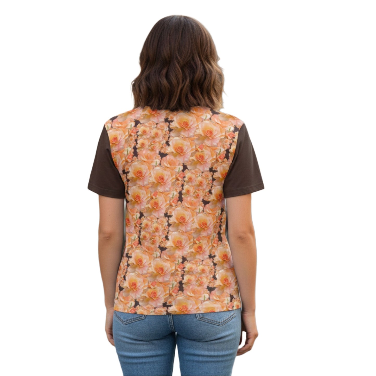 Floral Embosses (03-02): Apricot Bloom Essential | Women's Cotton Tee