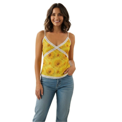 TRP Floral Prints (09): Radiant Tulips Revealed | Lace-Trim Cami