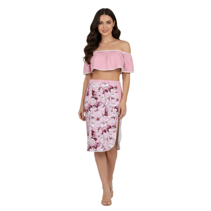 TRP Floral Prints (01): Sakura Symphony (01-01) | Ruffle Tube Top & High Slit Skirt Set