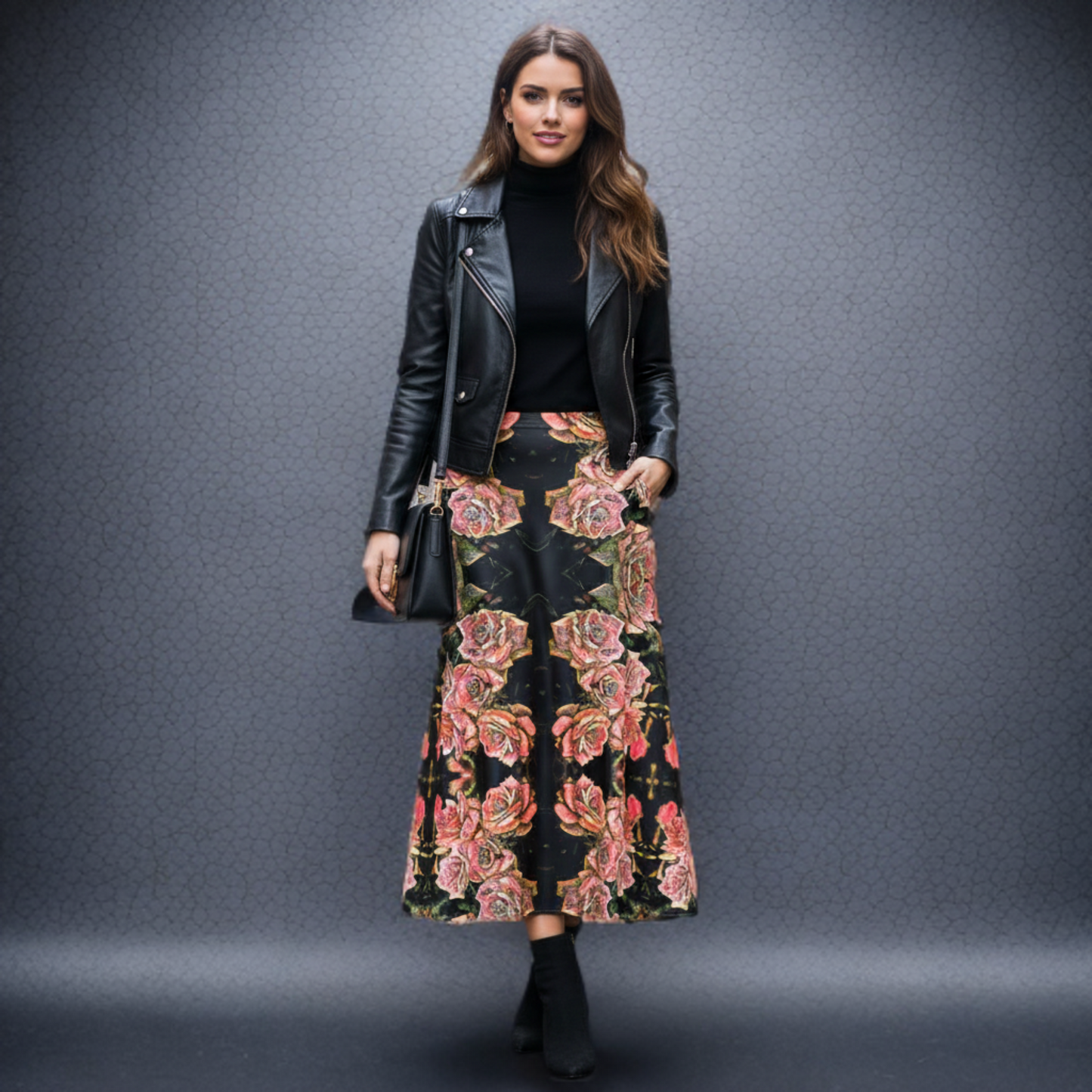 Floral Embosses (06-01): Adom - The Physical Mirror | A-line Pleated Midi Skirt