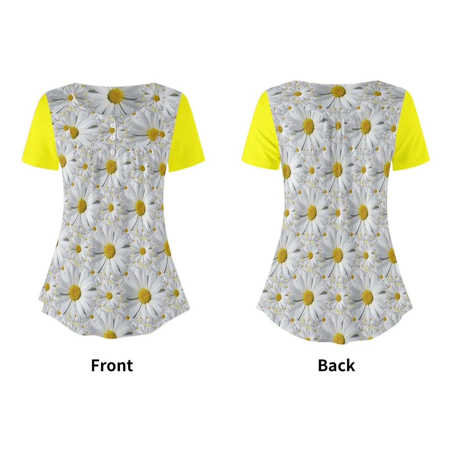 TRP Floral Prints (08): Charming English Daisies | Scoop-Neck Pleated Blouse