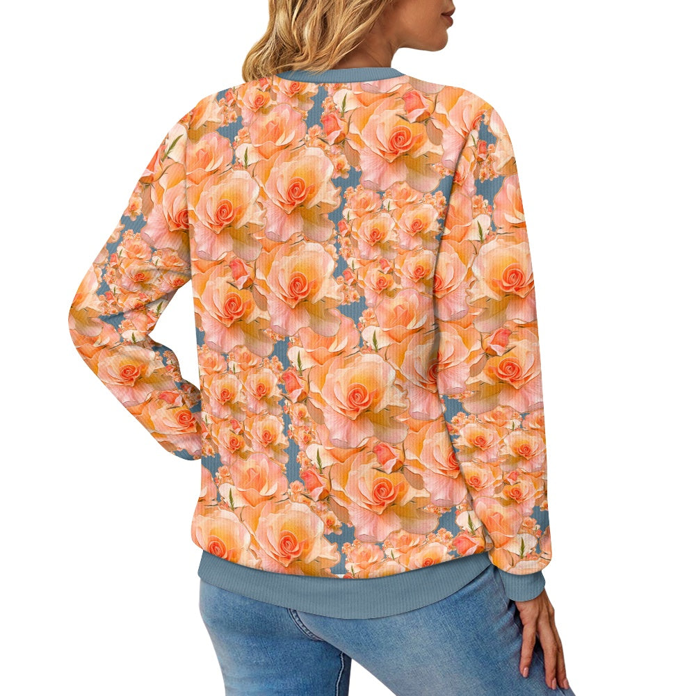 Floral Embosses (03-01): Apricot Bloom Essential | Women's Sweater