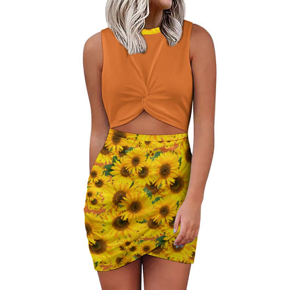 TRP Floral Prints (04): Sunflowers in Symmetry | Hip-Wrap Dress | 5 colors