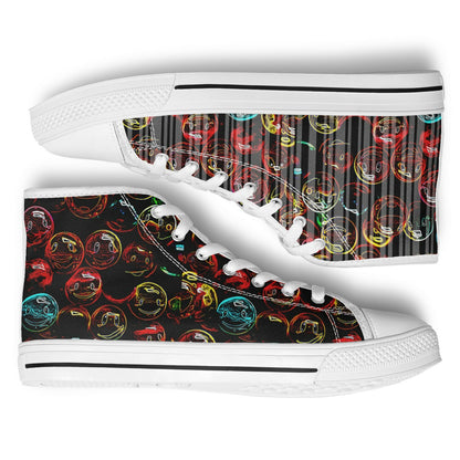 Lighten Up™ (01) — Faces of Gladness™ | Unisex High-Top Canvas Shoes