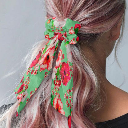 TRP Floral Prints (03): Hibiscus Flowers (01-02) "Deshe Abundance" | Satin Scarf Scrunchie
