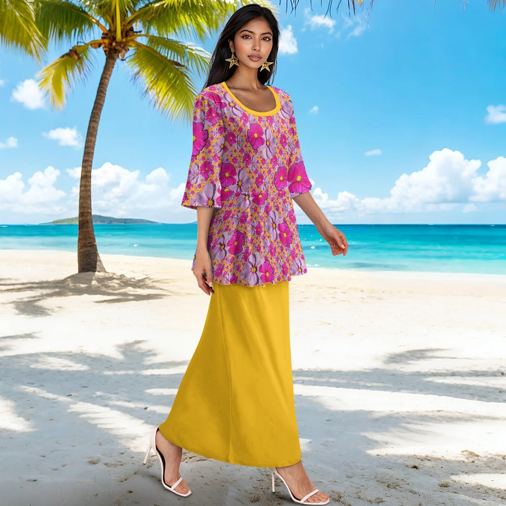 TRP Floral Prints (05): Classic Garden Cosmos (01) | Two-Piece Skirt Suit