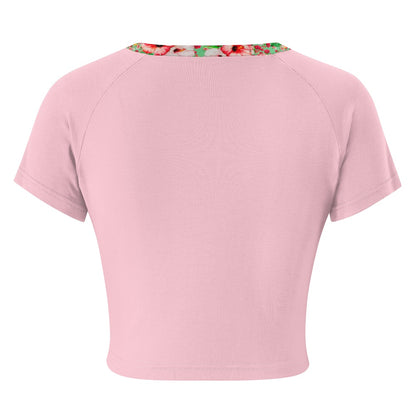 TRP Floral Prints (03): Hibiscus Flowers (01-02) "Deshe Abundance" | Fitted Crop Top | PalePink