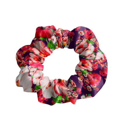 TRP Floral Prints (03): Hibiscus Flowers (01-01) "Argaman Vines" | Satin Scrunchie