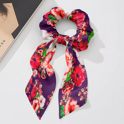 TRP Floral Prints (03): Hibiscus Flowers (01-01) "Argaman Vines" | Satin Scarf Scrunchie