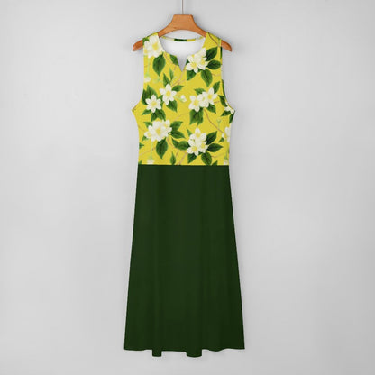 TRP Floral Prints (10): Graceful Jasmine Vine (01–01) | Two-Tone Sleeveless Maxi Dress