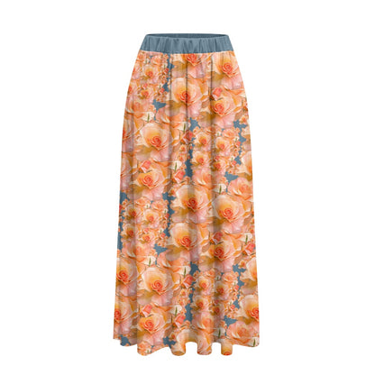 Floral Embosses (03-01): Apricot Bloom Essential | Double Pocket A-line Maxi Skirt