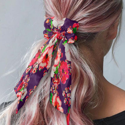 TRP Floral Prints (03): Hibiscus Flowers (01-01) "Argaman Vines" | Satin Scarf Scrunchie