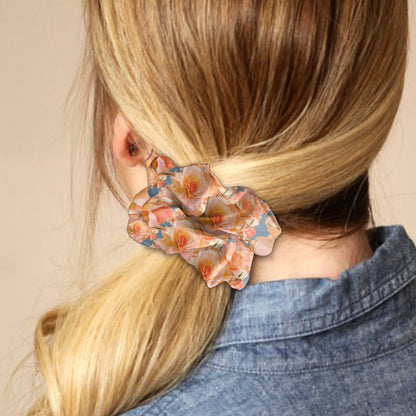 Floral Embosses (03-01): Apricot Bloom Essential | Satin Scrunchie