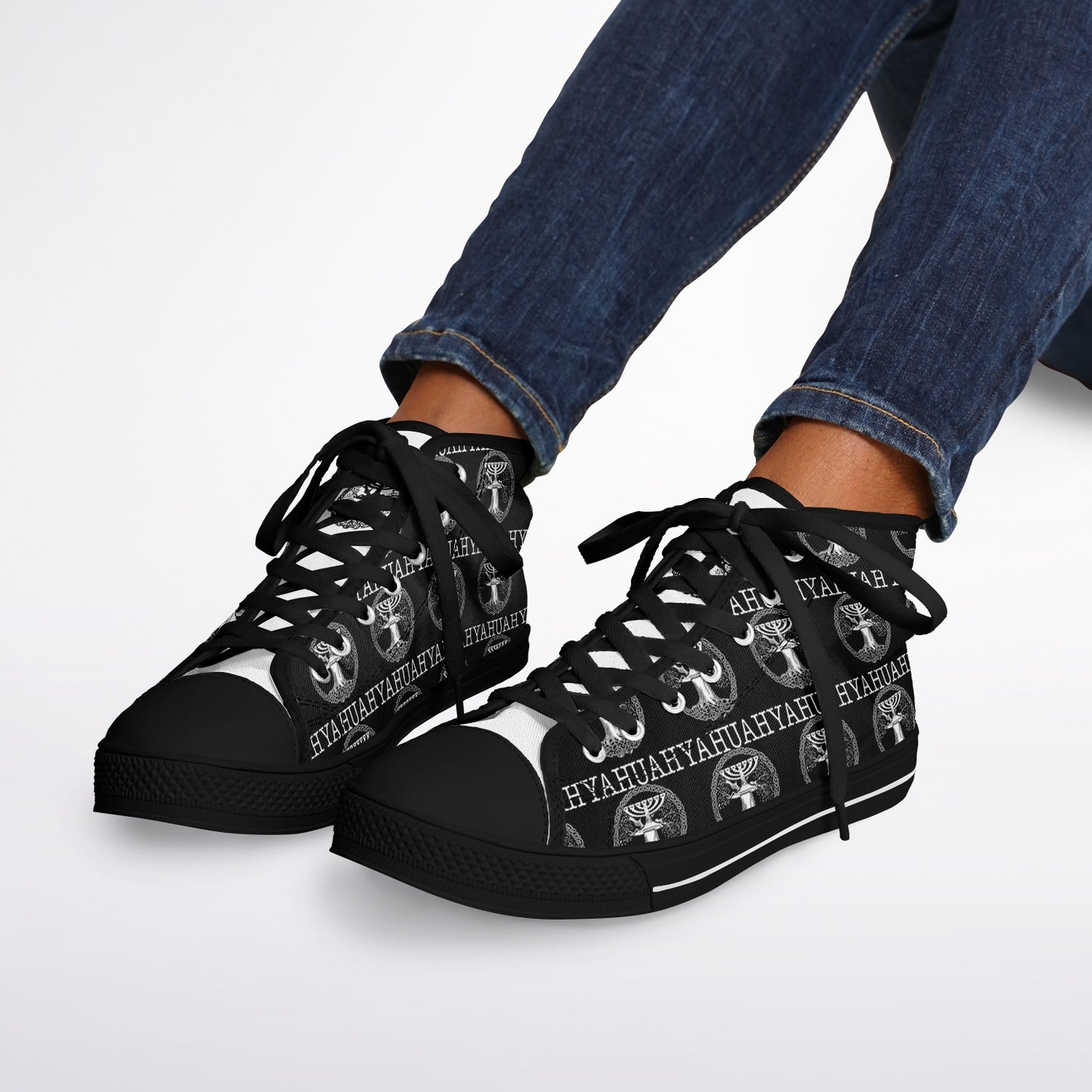 Yahuah: Tree of Life (02-05) - The Dualism Refined | Unisex High Top Canvas Sneakers (Style 02)