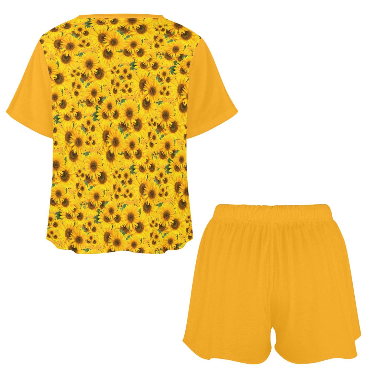 TRP Floral Prints (04): Sunflowers in Symmetry | Lounge T-Shirt & Shorts Set | 5 Colors