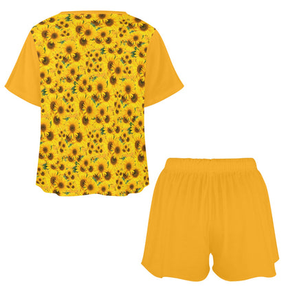 TRP Floral Prints (04): Sunflowers in Symmetry | Lounge T-Shirt & Shorts Set | 5 Colors