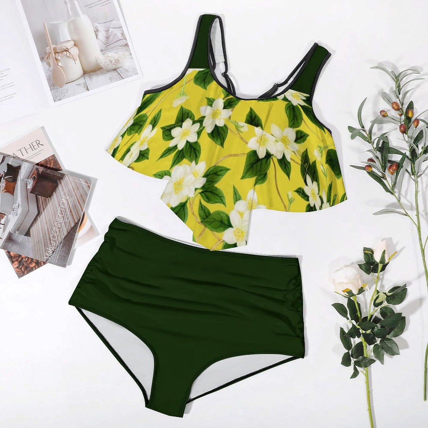 TRP Floral Prints (10): Graceful Jasmine Vine (01–01) | Plus-Size Tankini