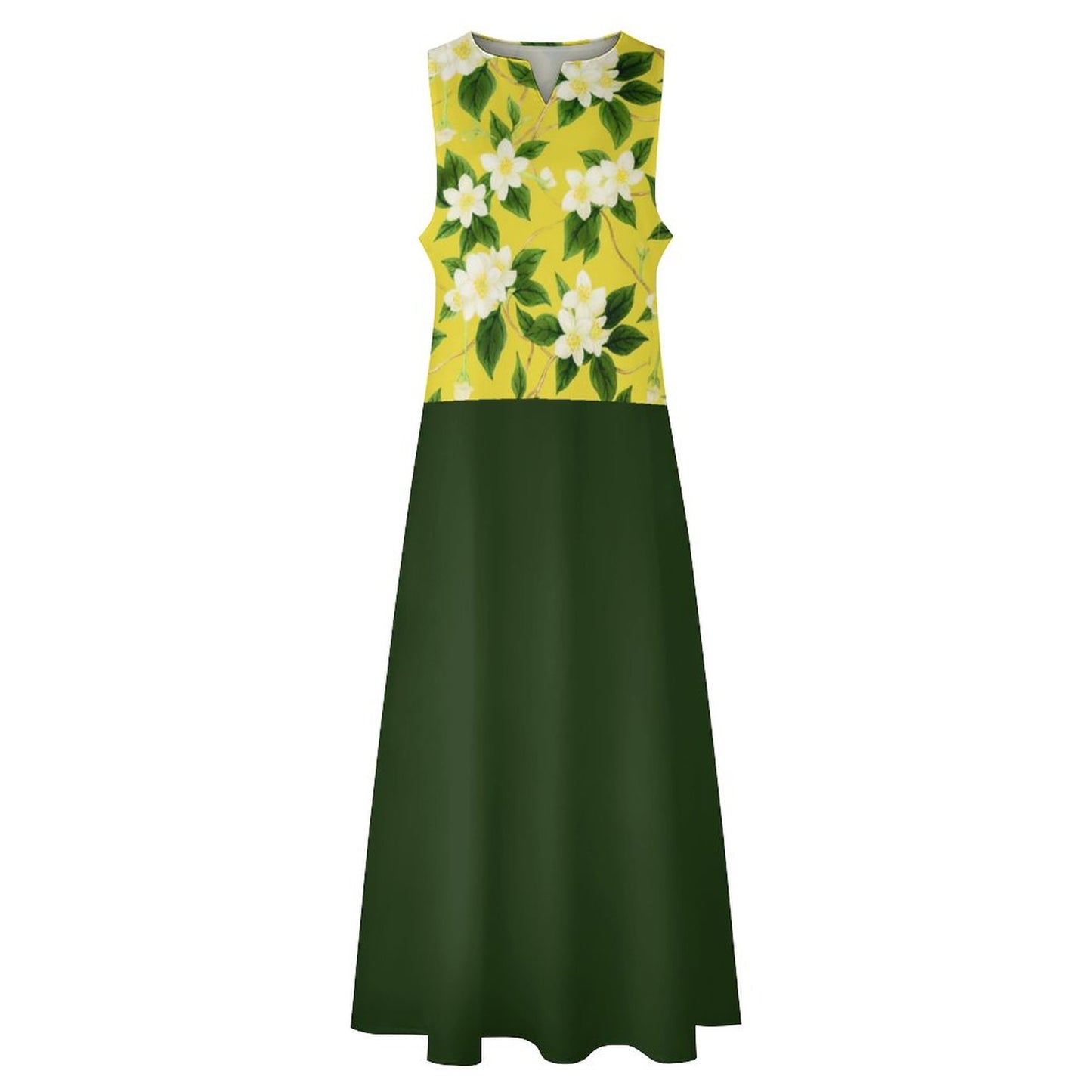 TRP Floral Prints (10): Graceful Jasmine Vine (01–01) | Two-Tone Sleeveless Maxi Dress