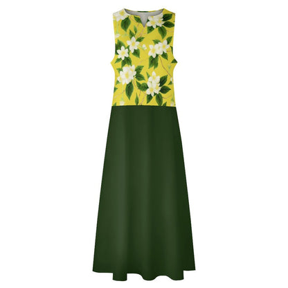 TRP Floral Prints (10): Graceful Jasmine Vine (01–01) | Two-Tone Sleeveless Maxi Dress