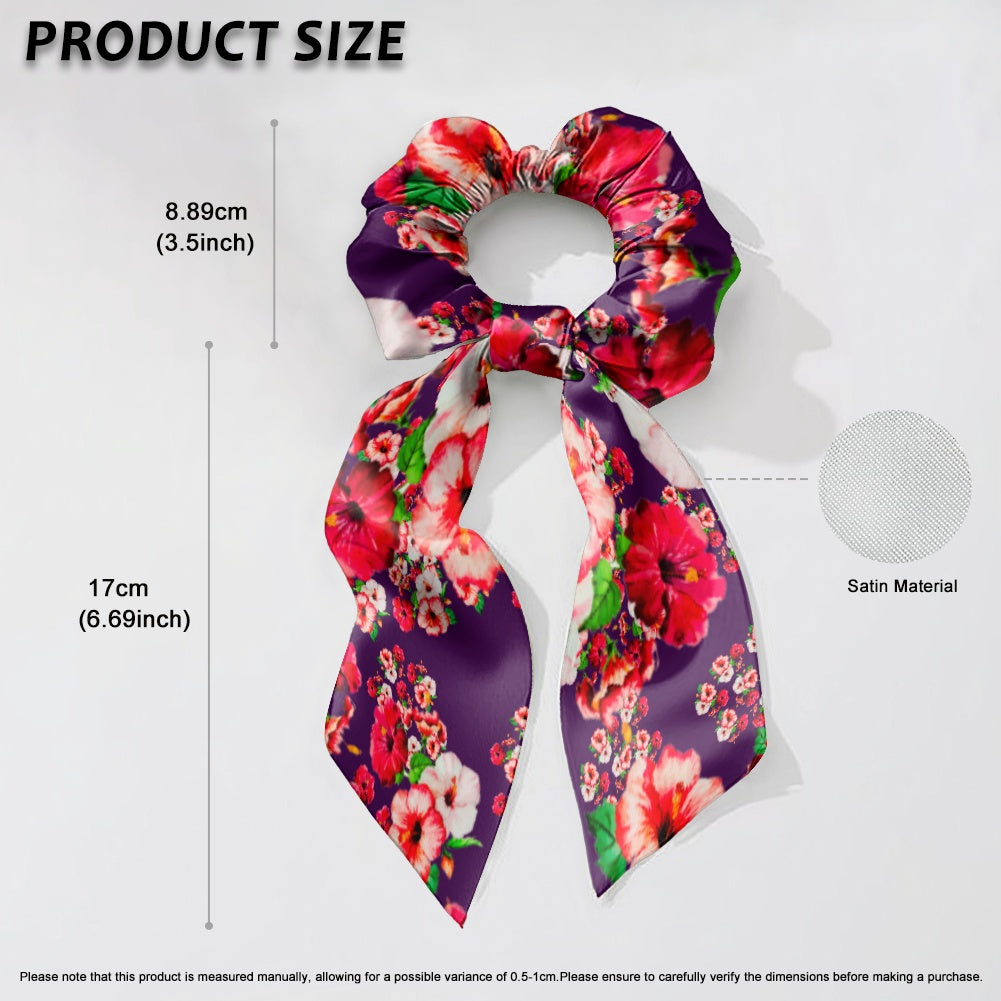 TRP Floral Prints (03): Hibiscus Flowers (01-01) "Argaman Vines" | Satin Scarf Scrunchie