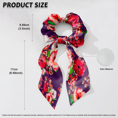 TRP Floral Prints (03): Hibiscus Flowers (01-01) "Argaman Vines" | Satin Scarf Scrunchie