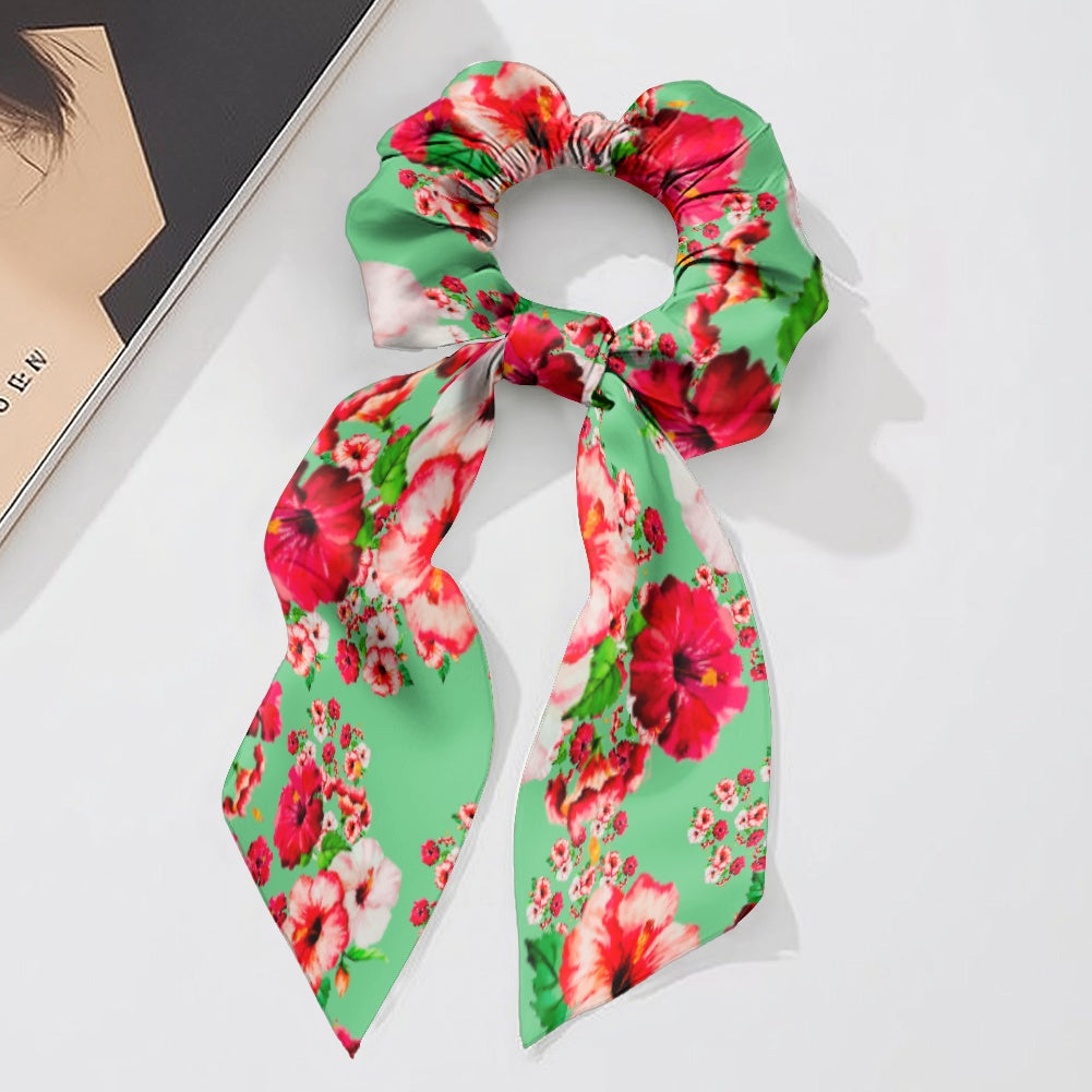 TRP Floral Prints (03): Hibiscus Flowers (01-02) "Deshe Abundance" | Satin Scarf Scrunchie