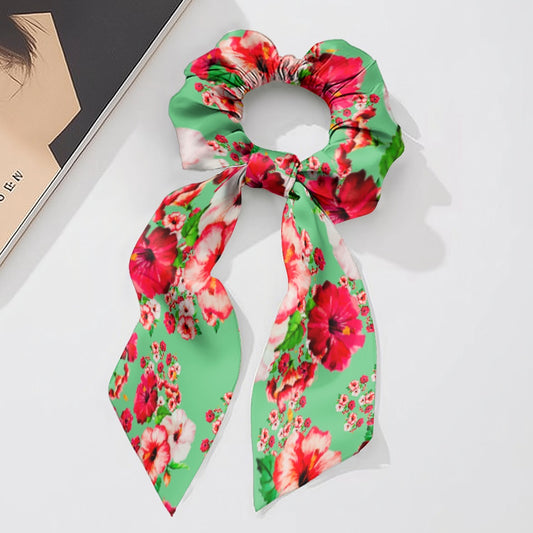 TRP Floral Prints (03): Hibiscus Flowers (01-02) "Deshe Abundance" | Satin Scarf Scrunchie