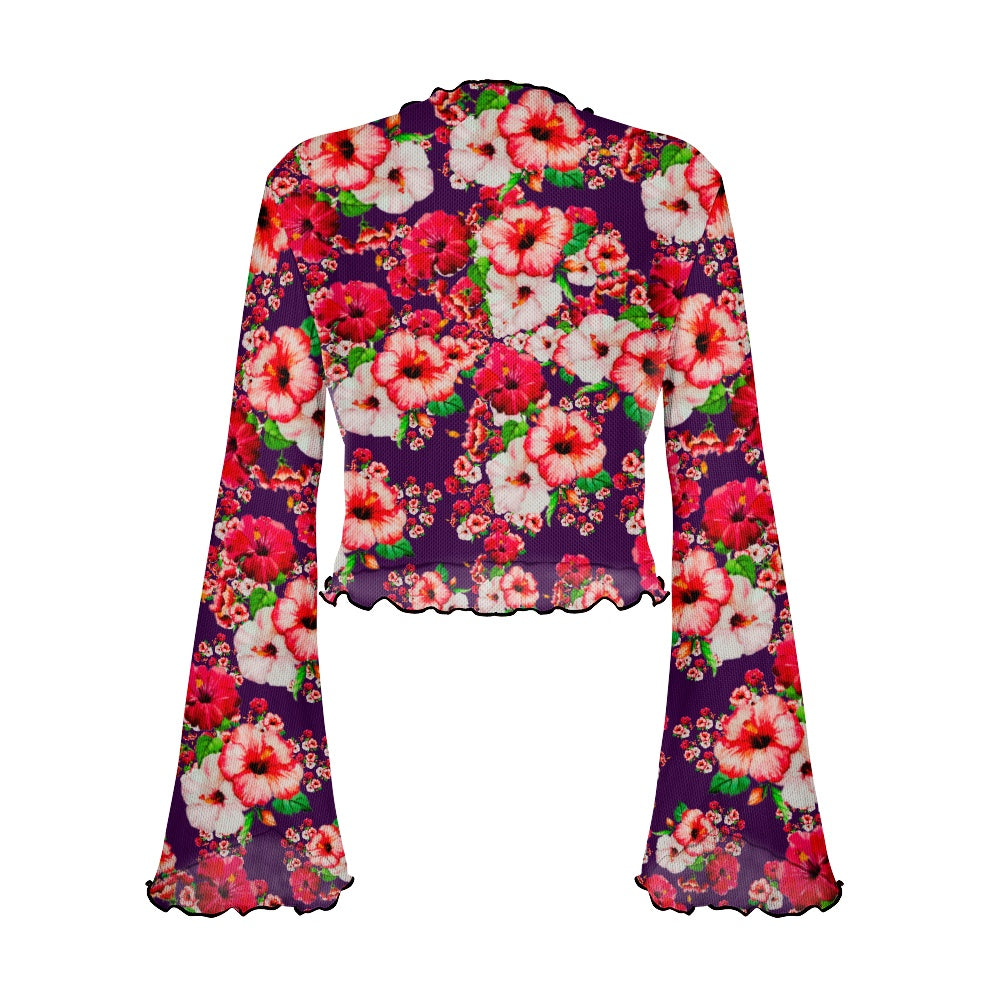 TRP Floral Prints (03): Hibiscus Flowers (01-01) "Argaman Vines" | Bell Sleeve Blouse