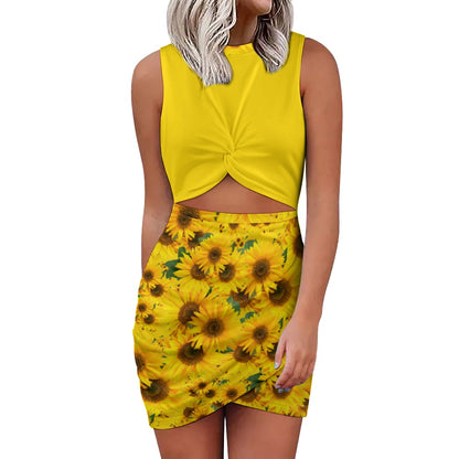 TRP Floral Prints (04): Sunflowers in Symmetry | Hip-Wrap Dress | 5 colors