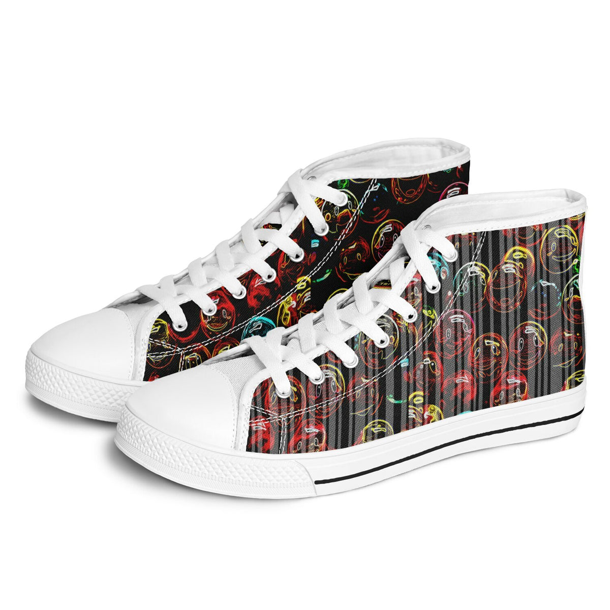 Lighten Up™ (01) — Faces of Gladness™ | Unisex High-Top Canvas Shoes