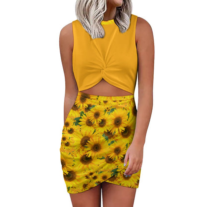 TRP Floral Prints (04): Sunflowers in Symmetry | Hip-Wrap Dress | 5 colors