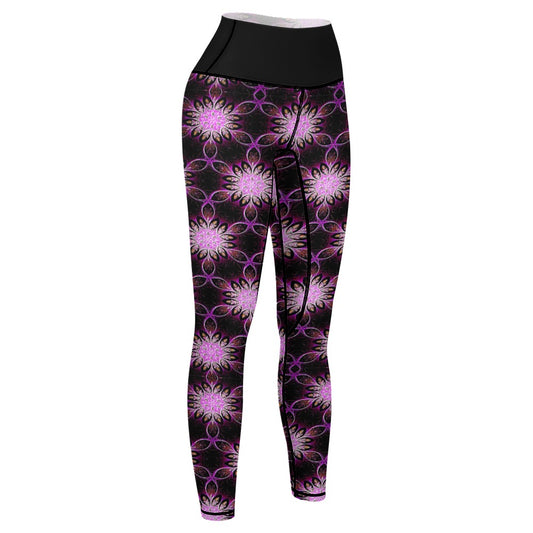 Geo-Graphic 01: Electric Petals Neon Fractal Performance Leggings