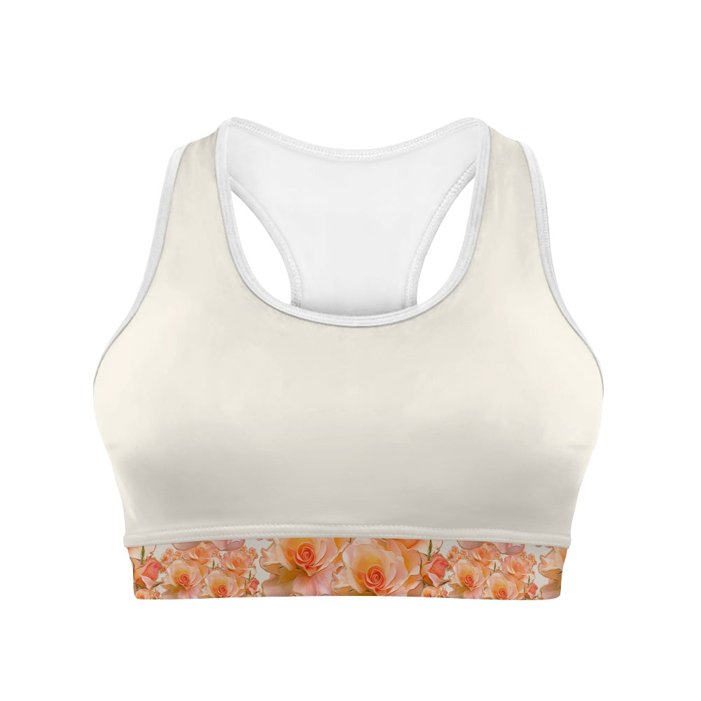 Floral Embosses (03-01): Apricot Bloom Essential | Sports Bra